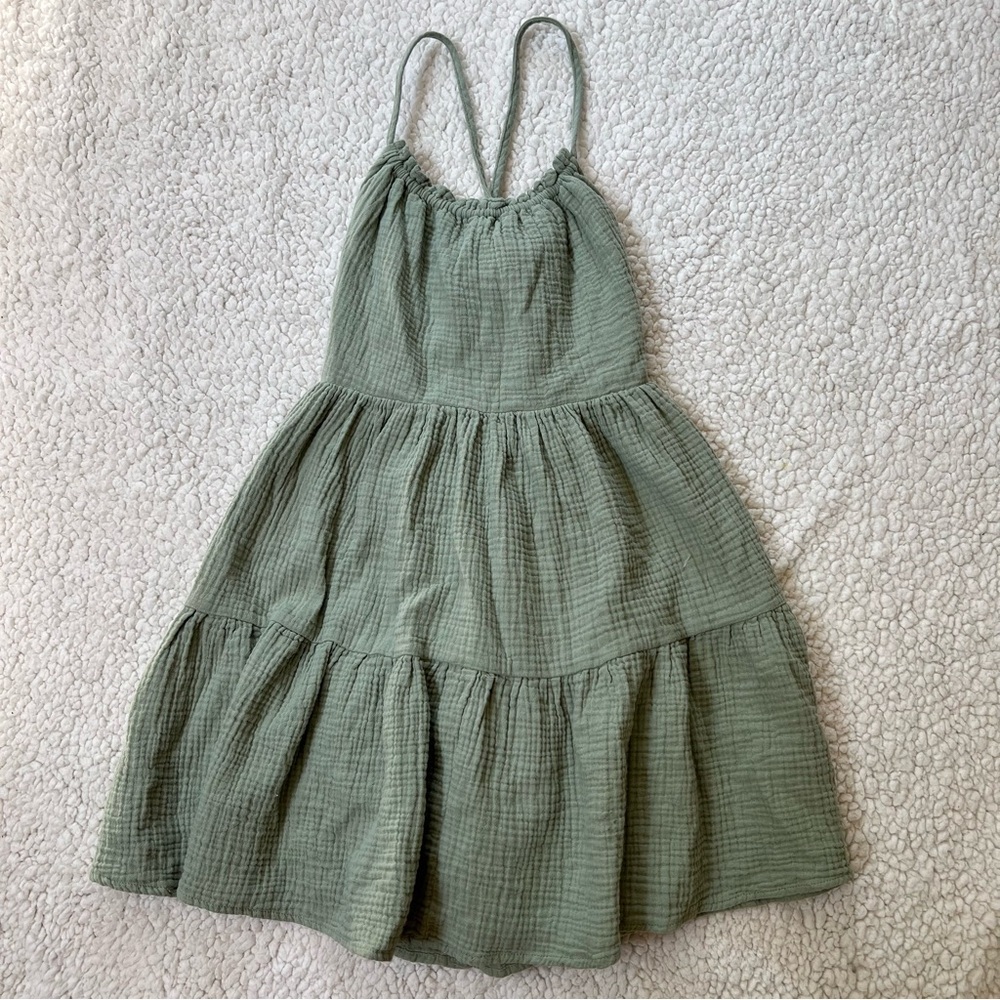 Criss  Cross Open Back Ruffle Hem Cami Dress